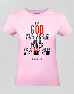 Christian Women T Shirt For God Said Holy Power Pink tee