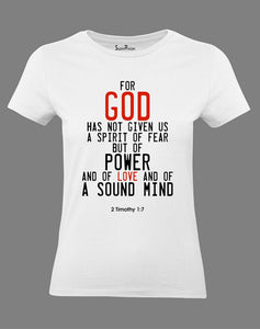 Christian Women T Shirt For God Said Holy Power White tee