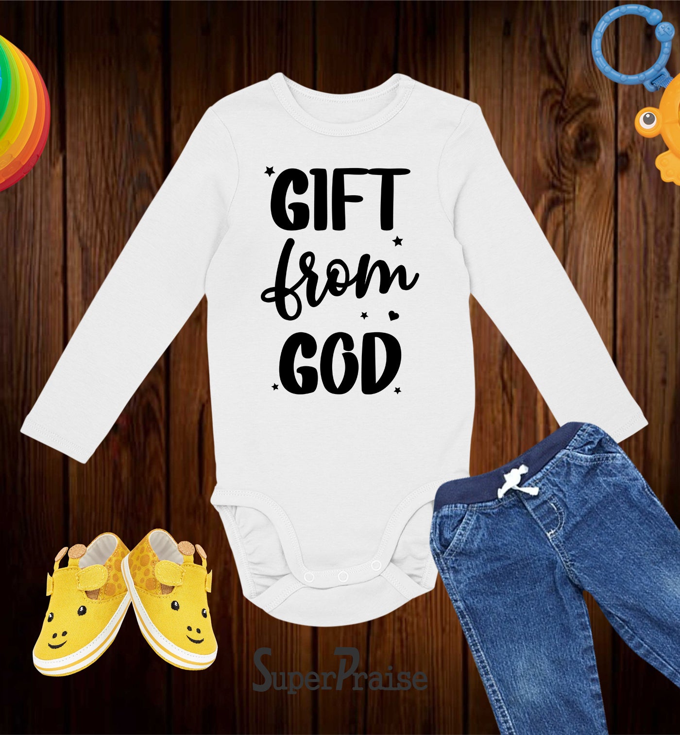 Gift From God Christian Faith Bible Verse Baby Bodysuit