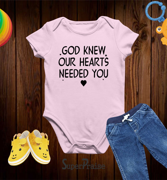 God Knew Our Hearts Needed You Christian Jesus Baby Bodysuit
