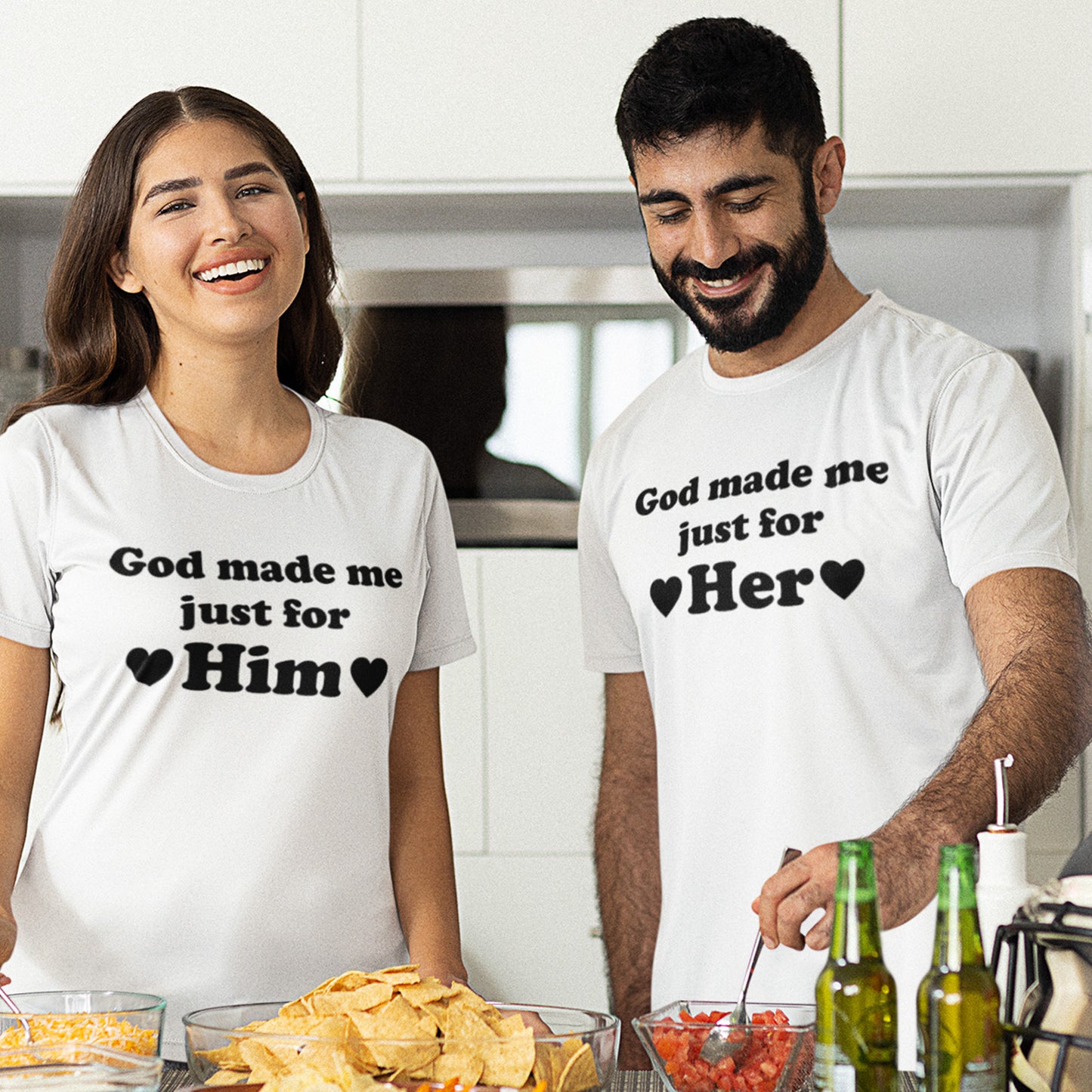 God Made Me Just For Her and Him Matching Wedding T Shirt