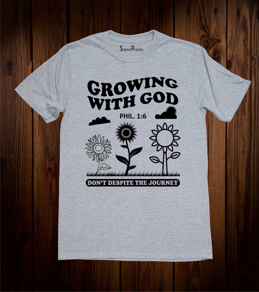 Growing with God Christian Floral Bible Verse Jesus Faith T-Shirt Gift