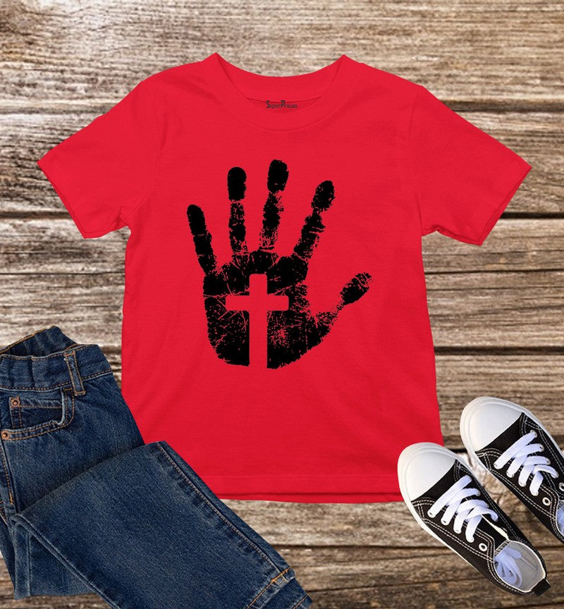 Hand Cross Christian Kids T Shirt