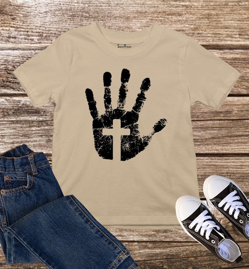 Hand Cross Christian Kids T Shirt