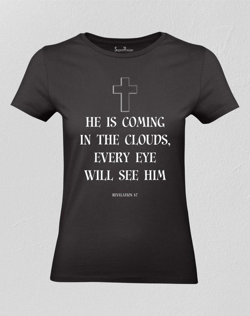 He Is Coming In The Clouds Women T shirt