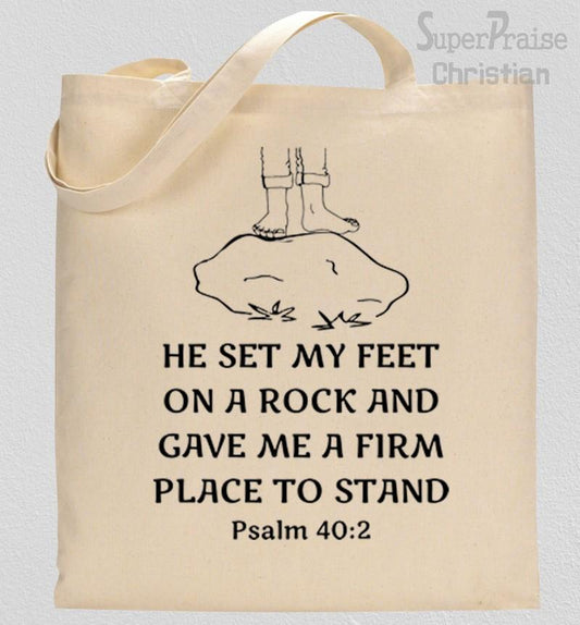 He Set My Feet On A Rock Tote Bag