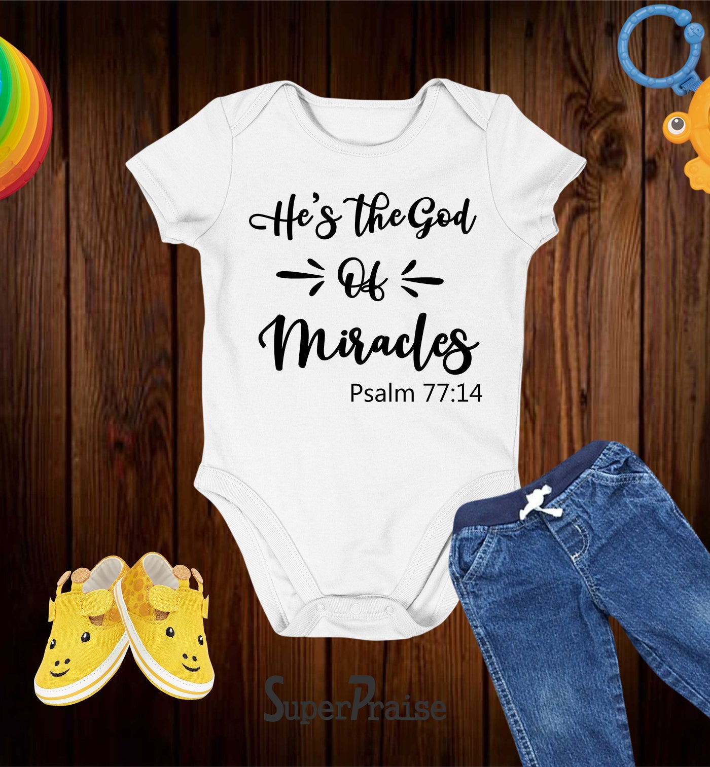 He's The God Of Miracles Christian Jesus Baby Bodysuit