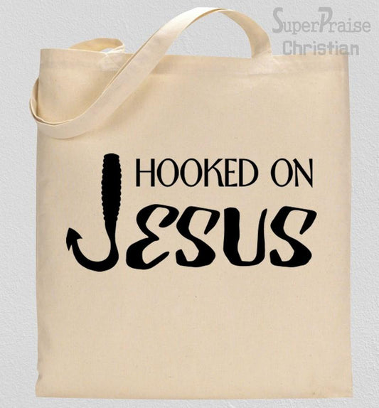 Hooked On Jesus Tote Bag