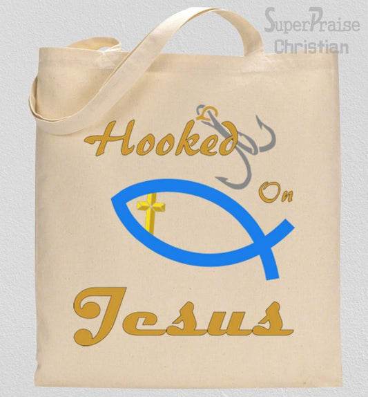 Hooked On Jesus Verse Tote Bag 