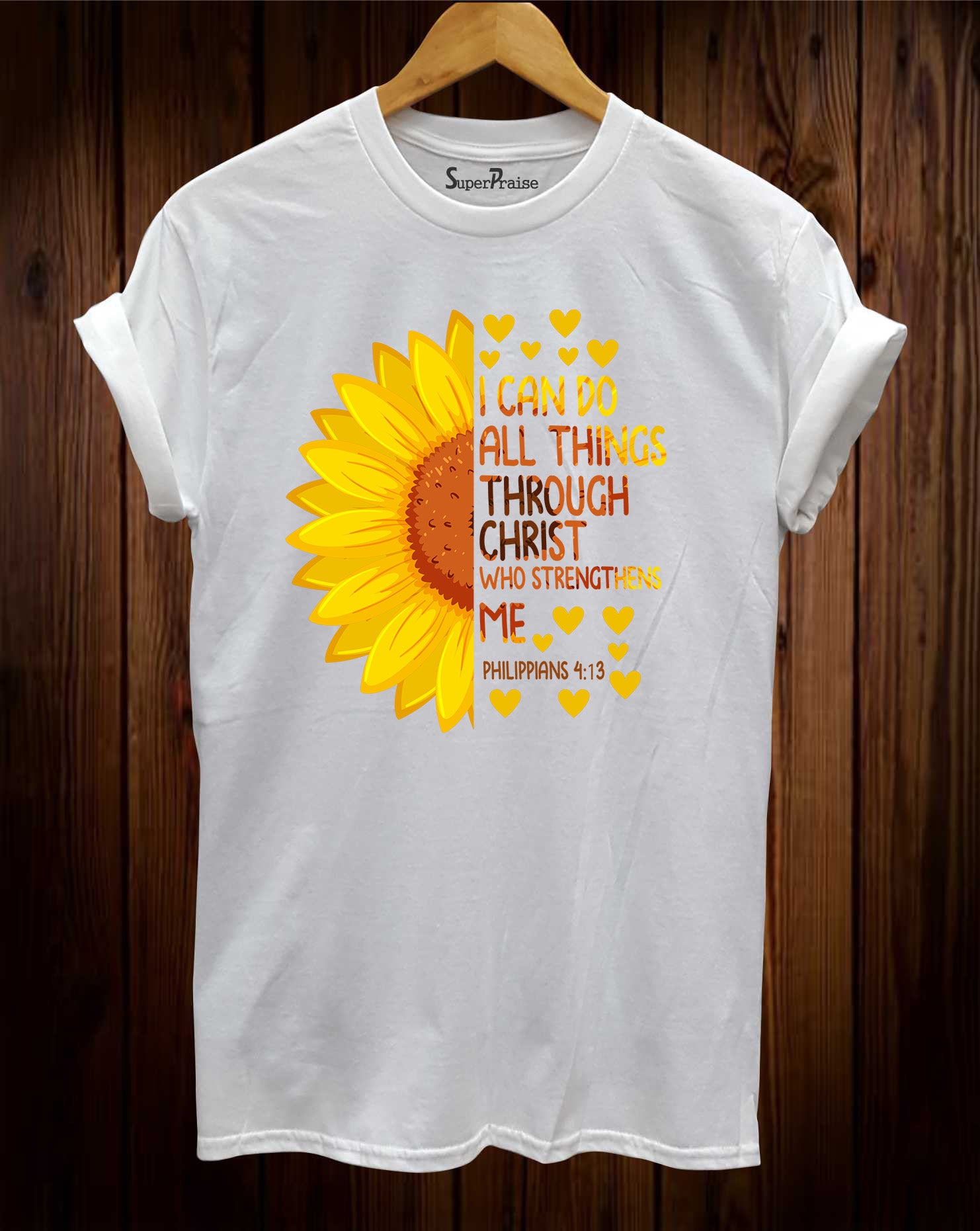 velordnet melodisk Skriv en rapport I Can Do All Things Through Christ Sunflower T Shirt