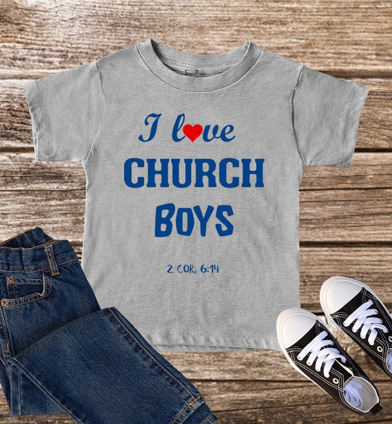 I Love Chruch Boys Kids T Shirt