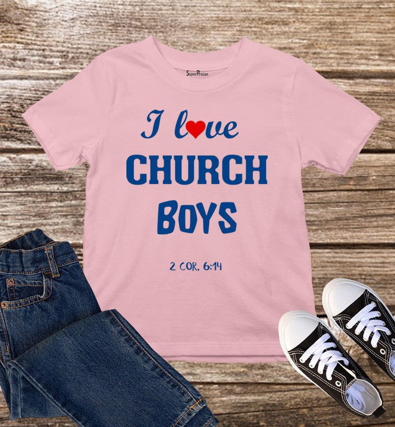 I Love Chruch Boys Kids T Shirt