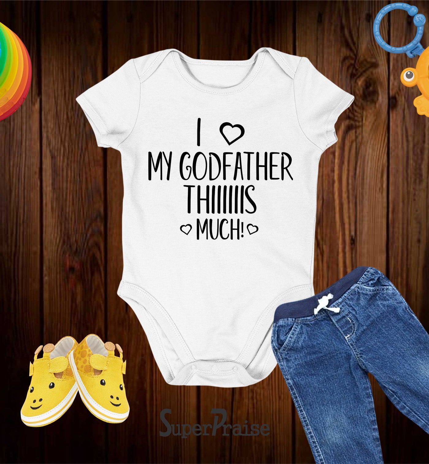 I Love My Godfather This Much Christian Faith Baby Bodysuit