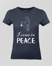 Christian Women T shirt I Come In Peace Symbol Teachings Gospel