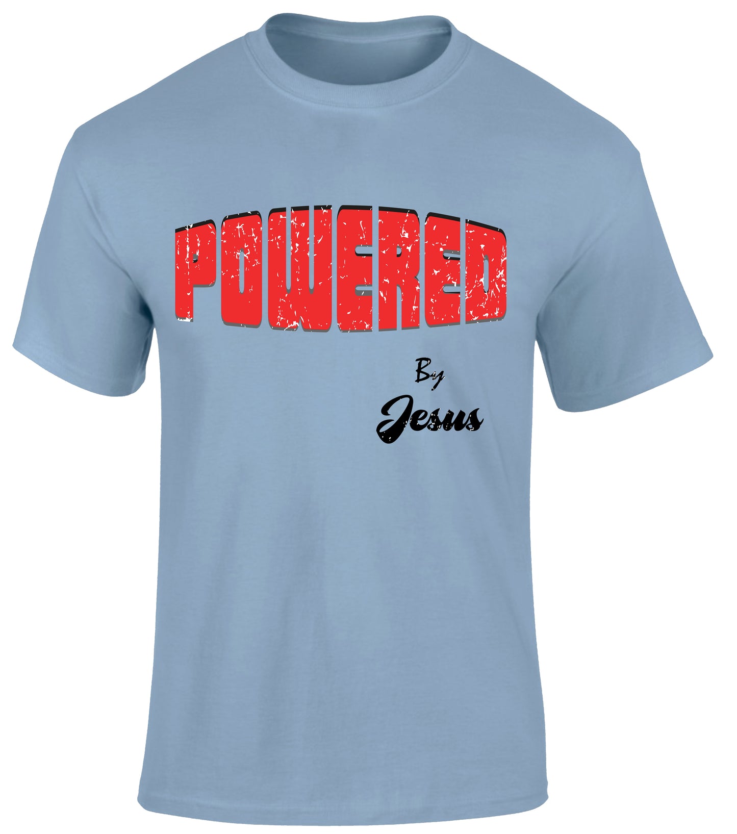 Powered By Jesus Slogan Christian T Shirt