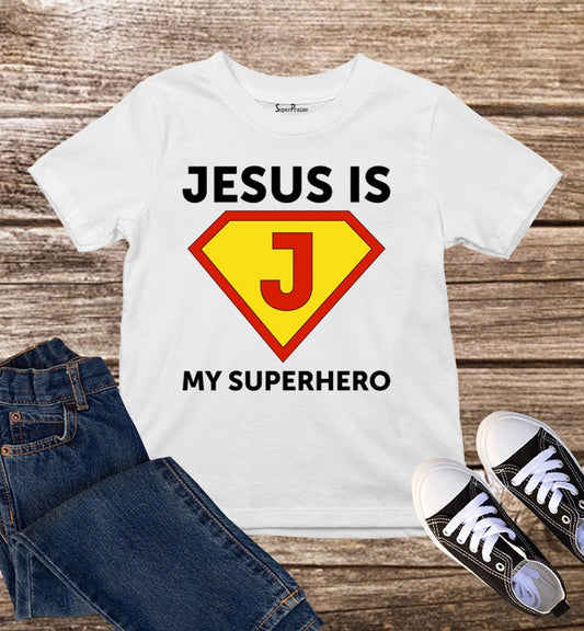 Jesus Is My Superhero Kids T Shirt