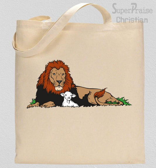 Jesus lamb And Lion Tote Bag
