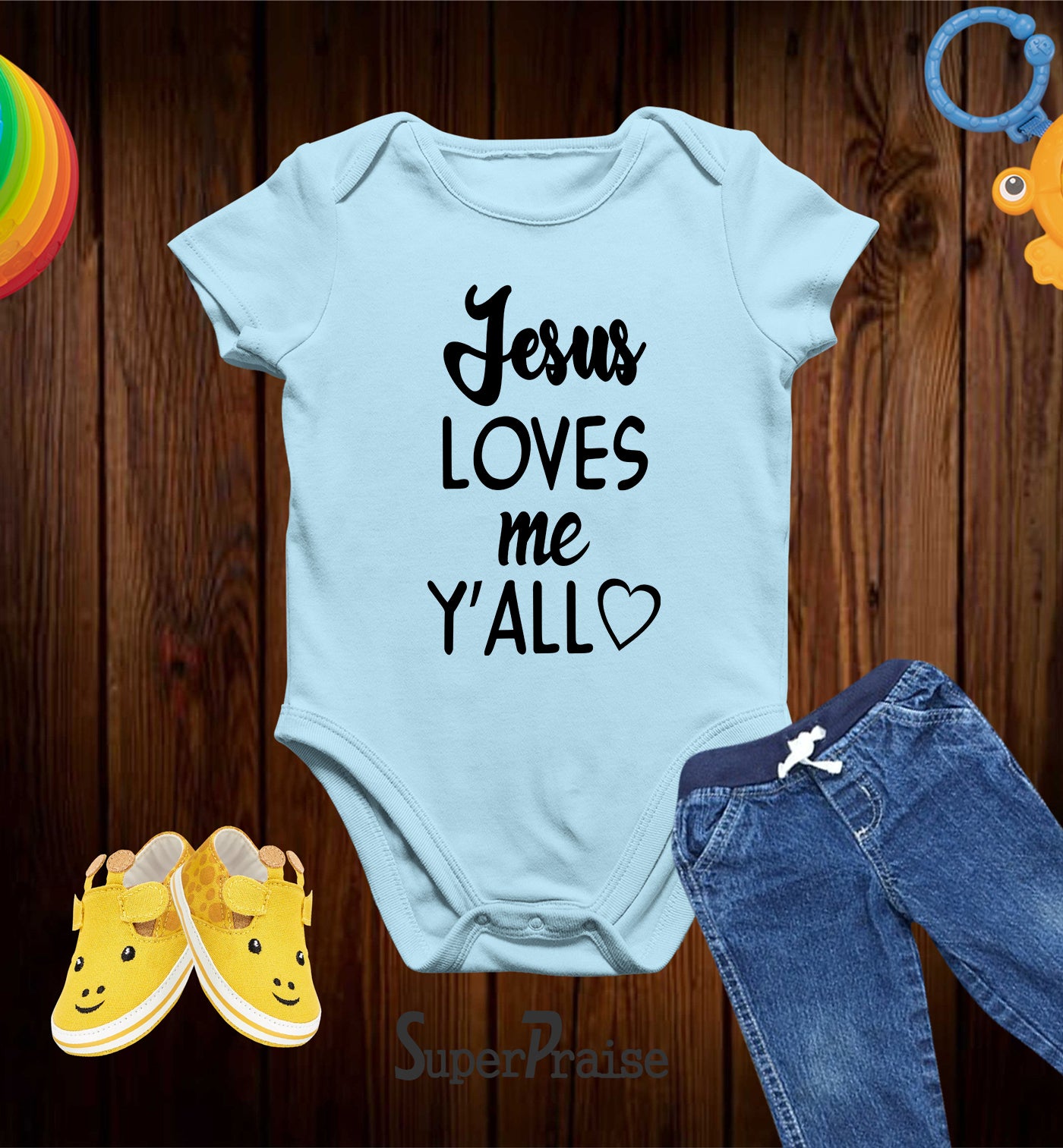 Jesus Loves Me Y'all Christian Baby Bodysuit