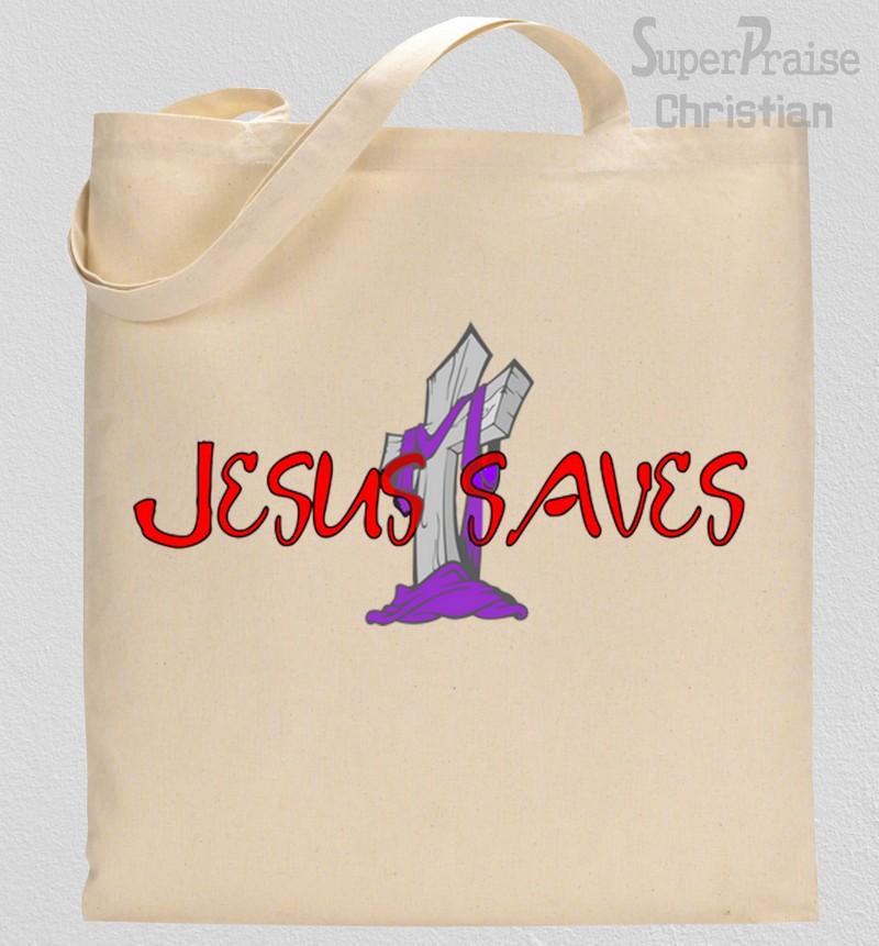 Jesus Saves Cross Tote Bag