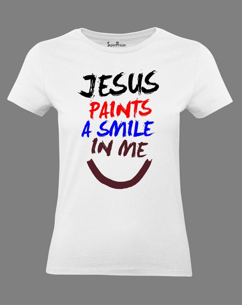 Jesus Smiling Painting Women T Shirt