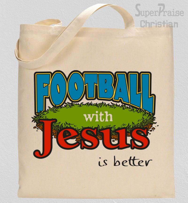 Jesus With Football Tote Bag