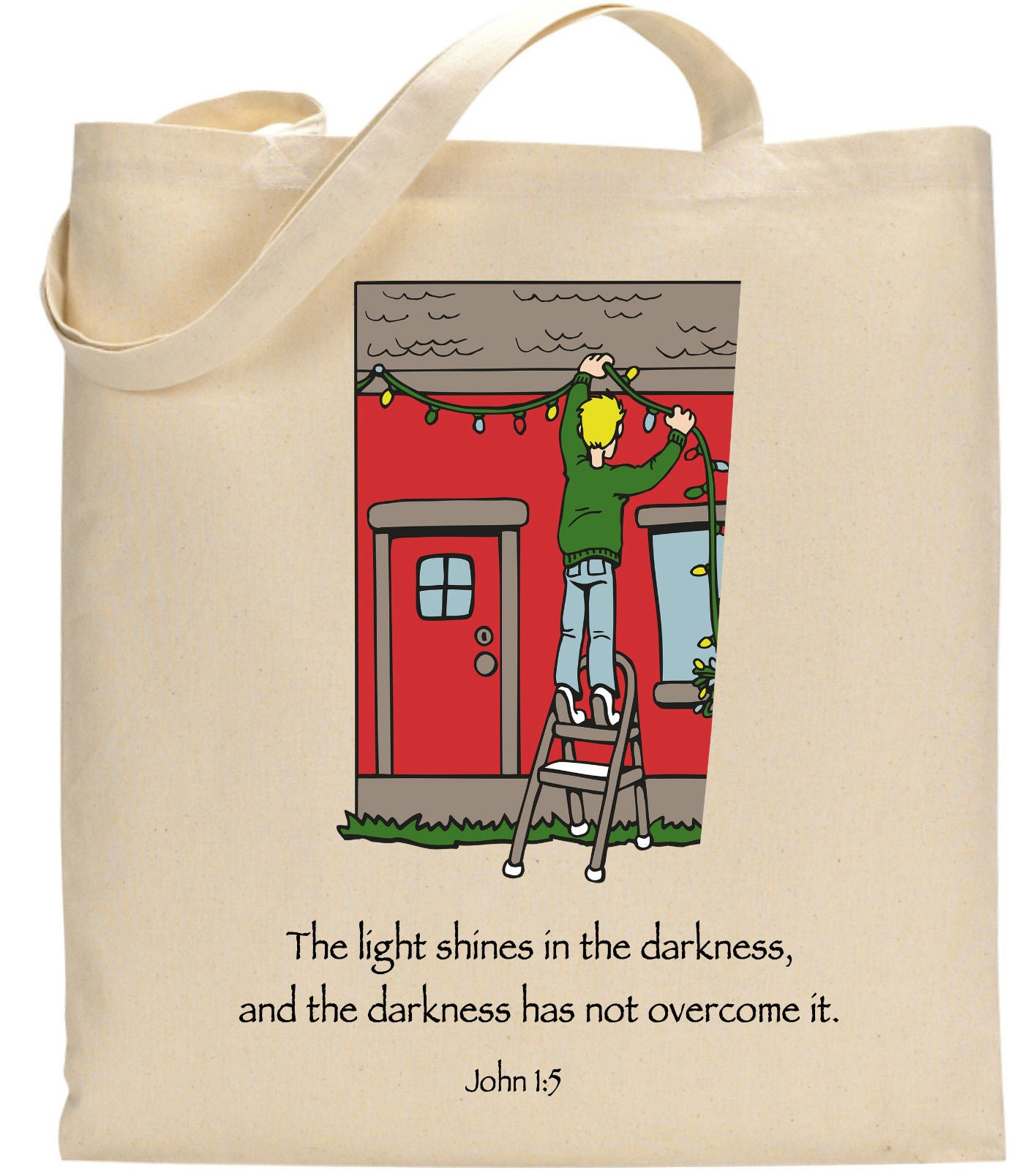Let Your Light Shine John 1:5 Christian Tote Bag Gift