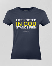 Christian Women T shirt Life Rooted Worship Jesus Christ Holy Cross Faith