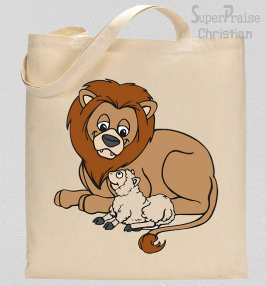 Lion and Jesus Tote Bag