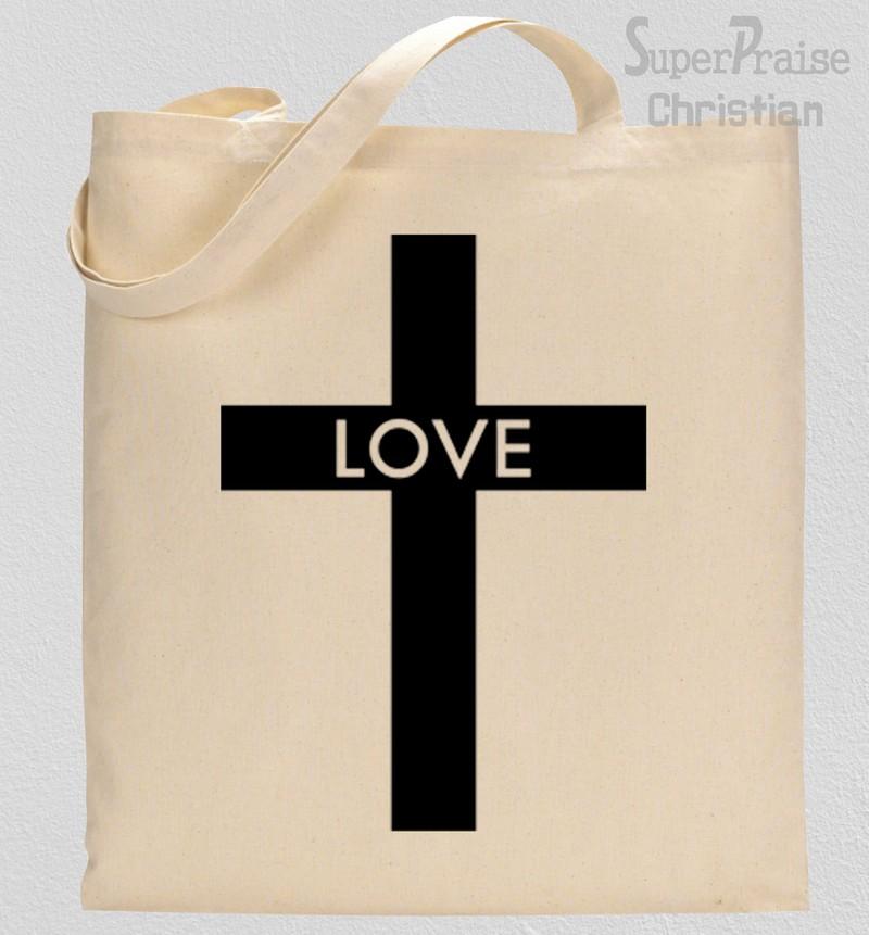 Love Cross Gospel Tote Bag 