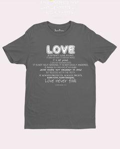 Love Never Fails Slogan Bible Verse Christian T Shirt