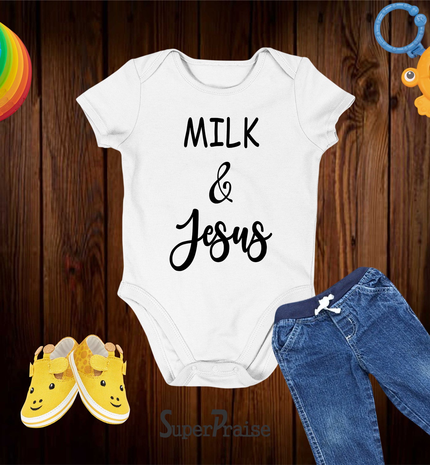 Milk And Jesus Christian Baby Bodysuit