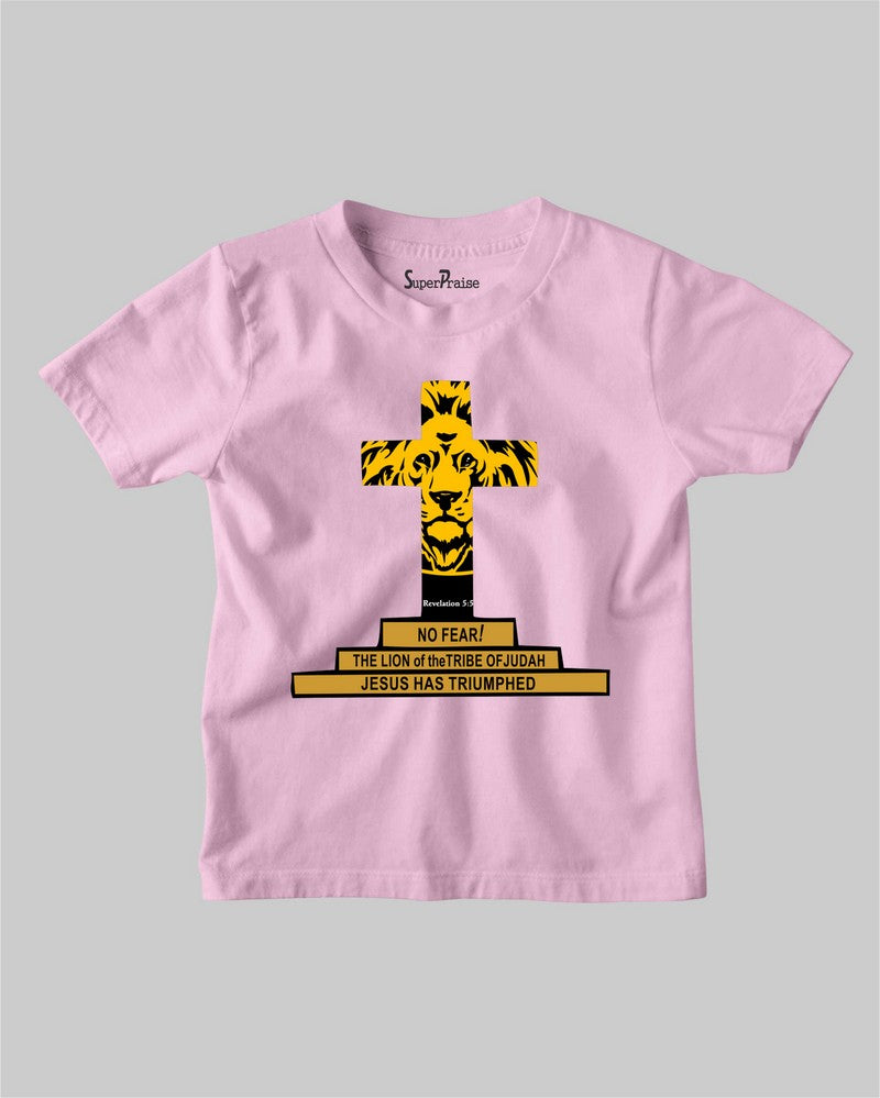 No Fear Revelation 5:5 Jesus Has Triumphed Christian Kids T-Shirt