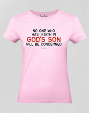 Christian Women T Shirt Faith In God's Son Pink tee