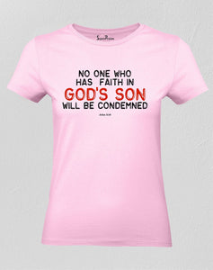 Christian Women T Shirt Faith In God's Son Pink tee