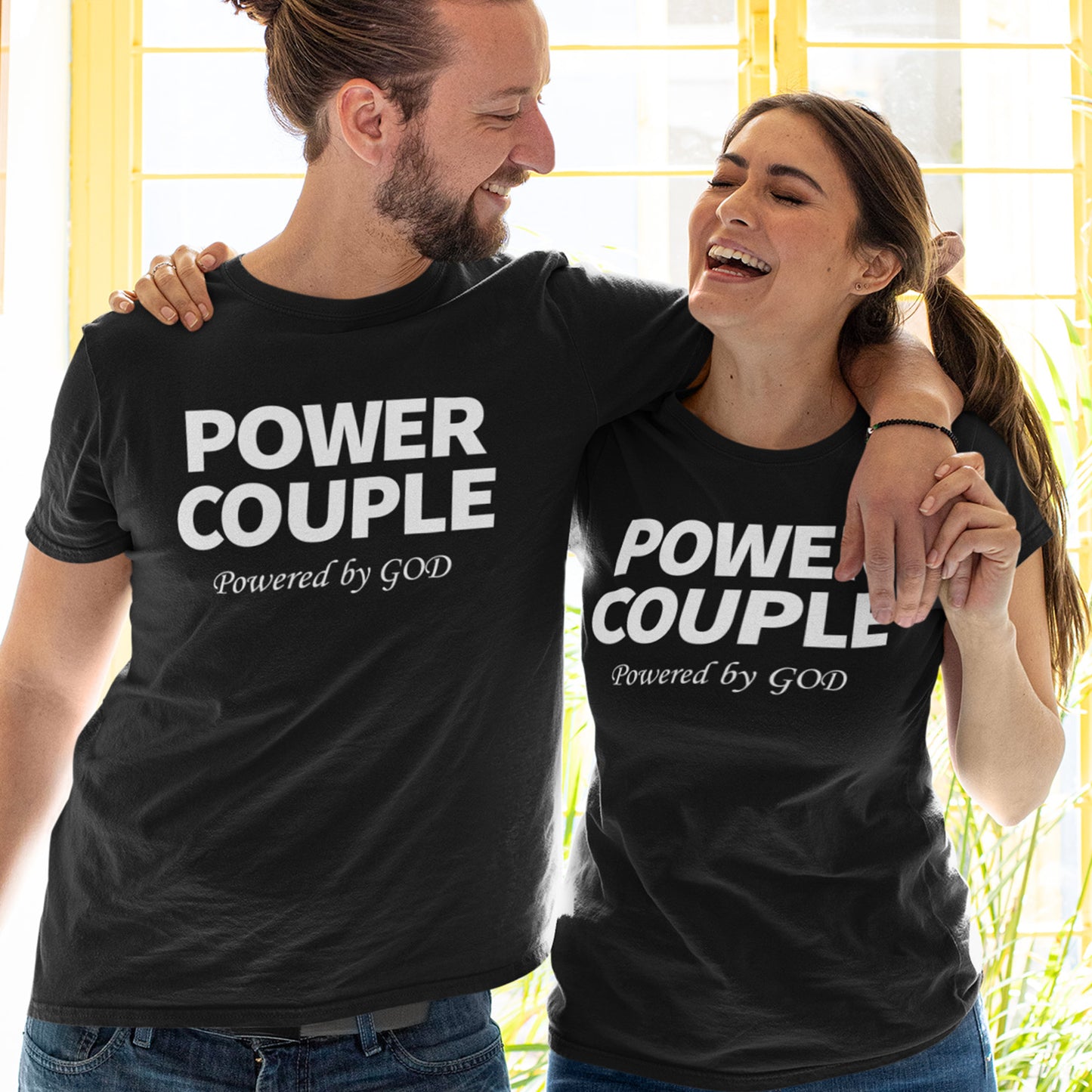 Power Couple Powered By God Christian Wedding T Shirt