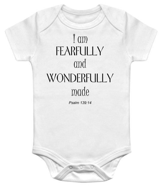 I am Fearfully And Wonderfully Made Psalm Christian Baby Bodysuit