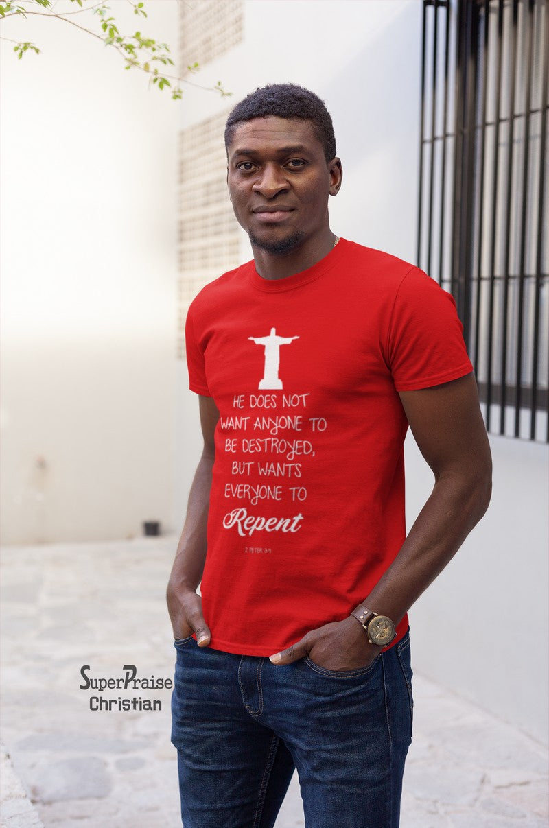 Men Christian T Shirt Repent Salvation Jesus - Super Praise Christian