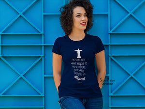 Christian Women T shirt Repent Salvation Inspirational Motivation Faith Navy tee