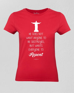 Christian Women T shirt Repent Salvation Inspirational Motivation Faith