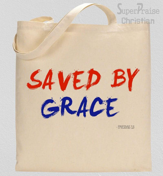 Saved By Grace Christian Tote Bag