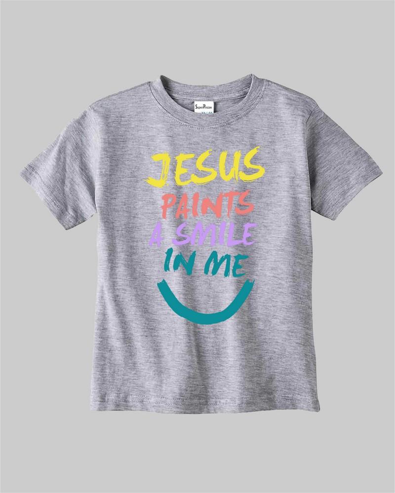 Jesus Paints A Smile In Me Jesus Faith Grace Christian Kids T Shirt