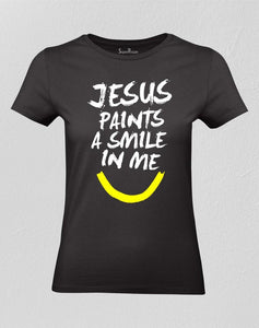 Smiling Jesus Painting Women T shirt
