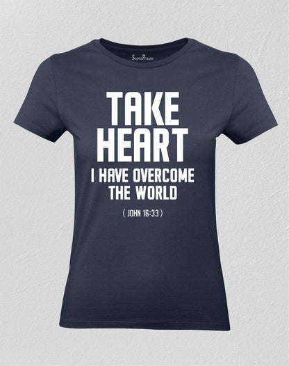 Christian Women T shirt Take Heart Hope God Peace Bible Teachings