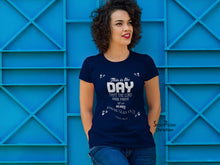 Christian Women T shirt Day Lord has Made Navy tee