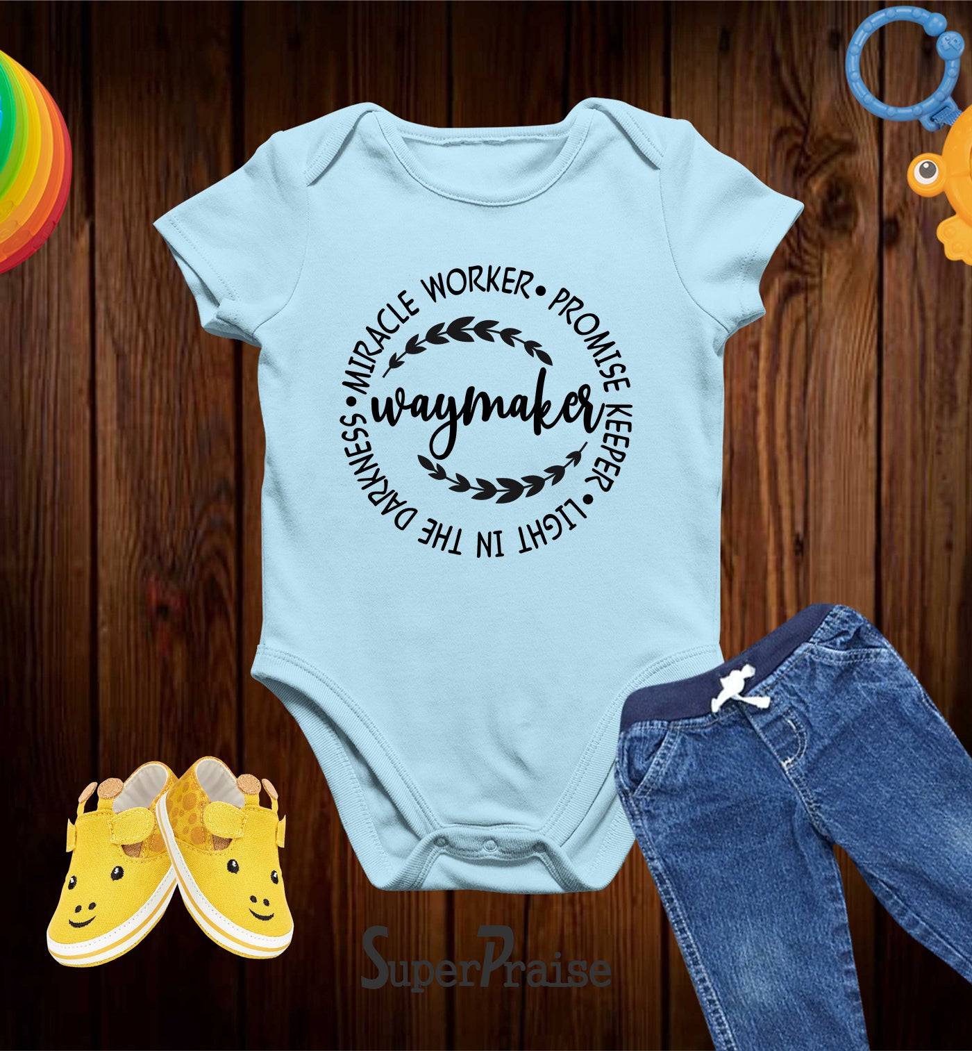 Waymaker Miracle worker Promise keeper Light In The Darkness Baby Bodysuit