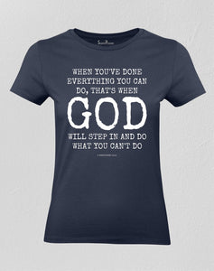Christian Women T shirt God Will Do navy tee