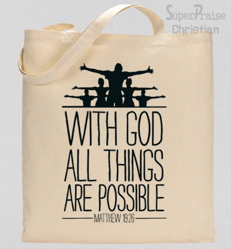With God All Things are Possible Verse Tote Bag