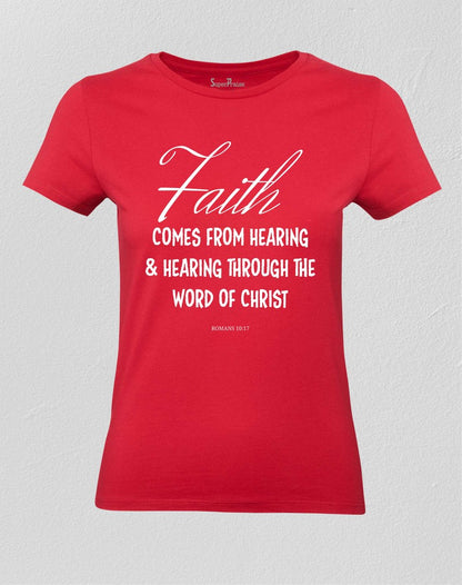 Christian Women T shirt Faith Spiritual Follower Inspiration Red Tee