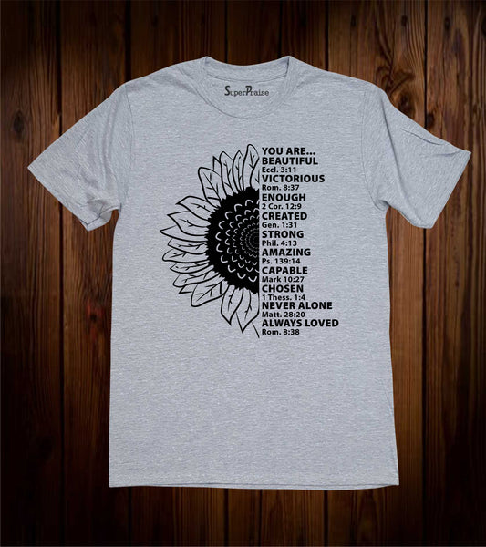 You Are Beautiful Bible Verse Sunflower Religious Faith T-Shirt Gifts